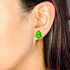 Painter & Happy Little Tree Stud Earrings – Artist Gift