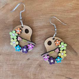 Artist Earring/Paint Palette/ Hypoallergenic/ Maple