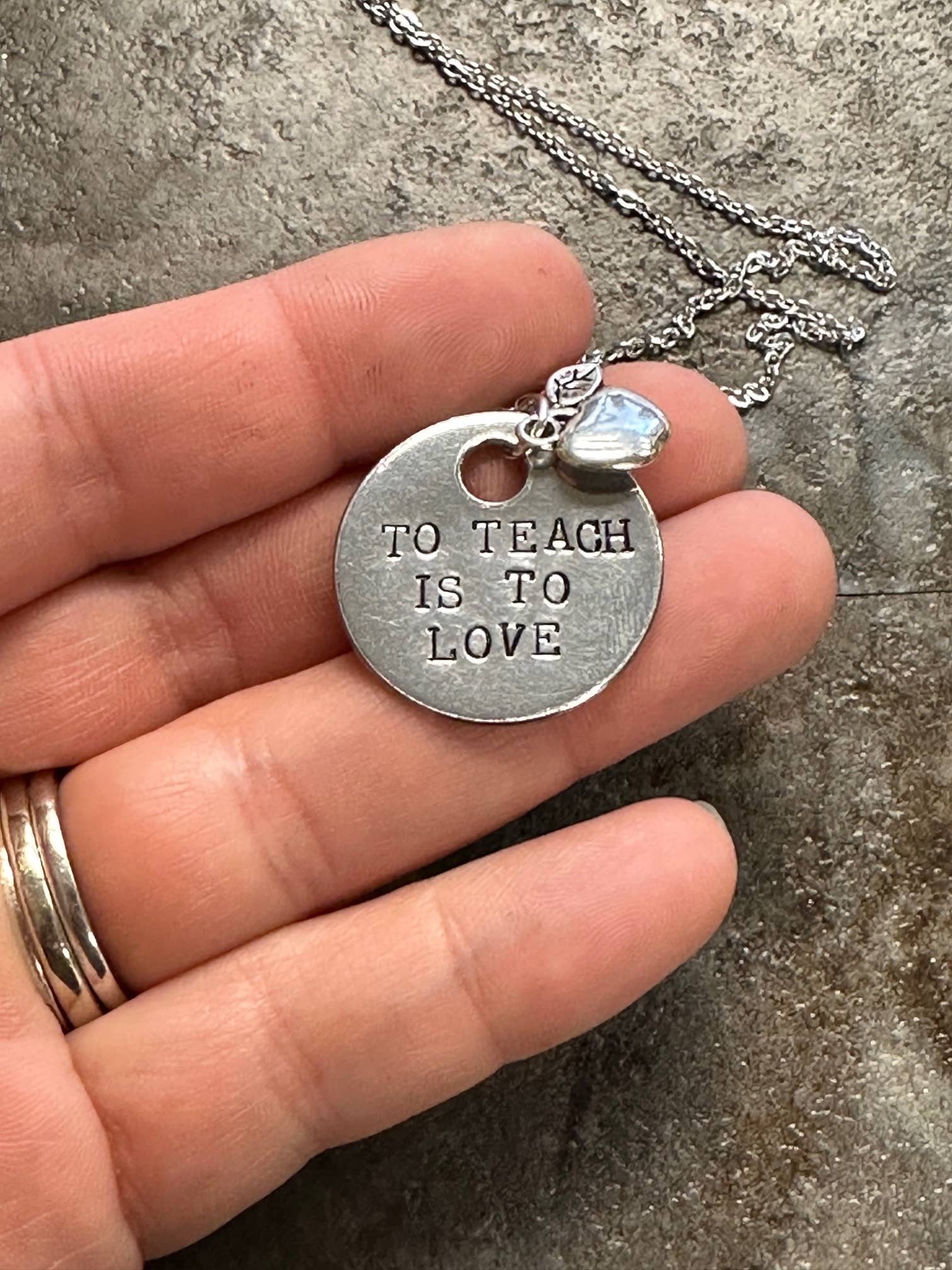 To Teach is to Love - Hand Stamped Necklace