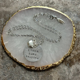 Teach Love Inspire - Hand Stamped Necklace