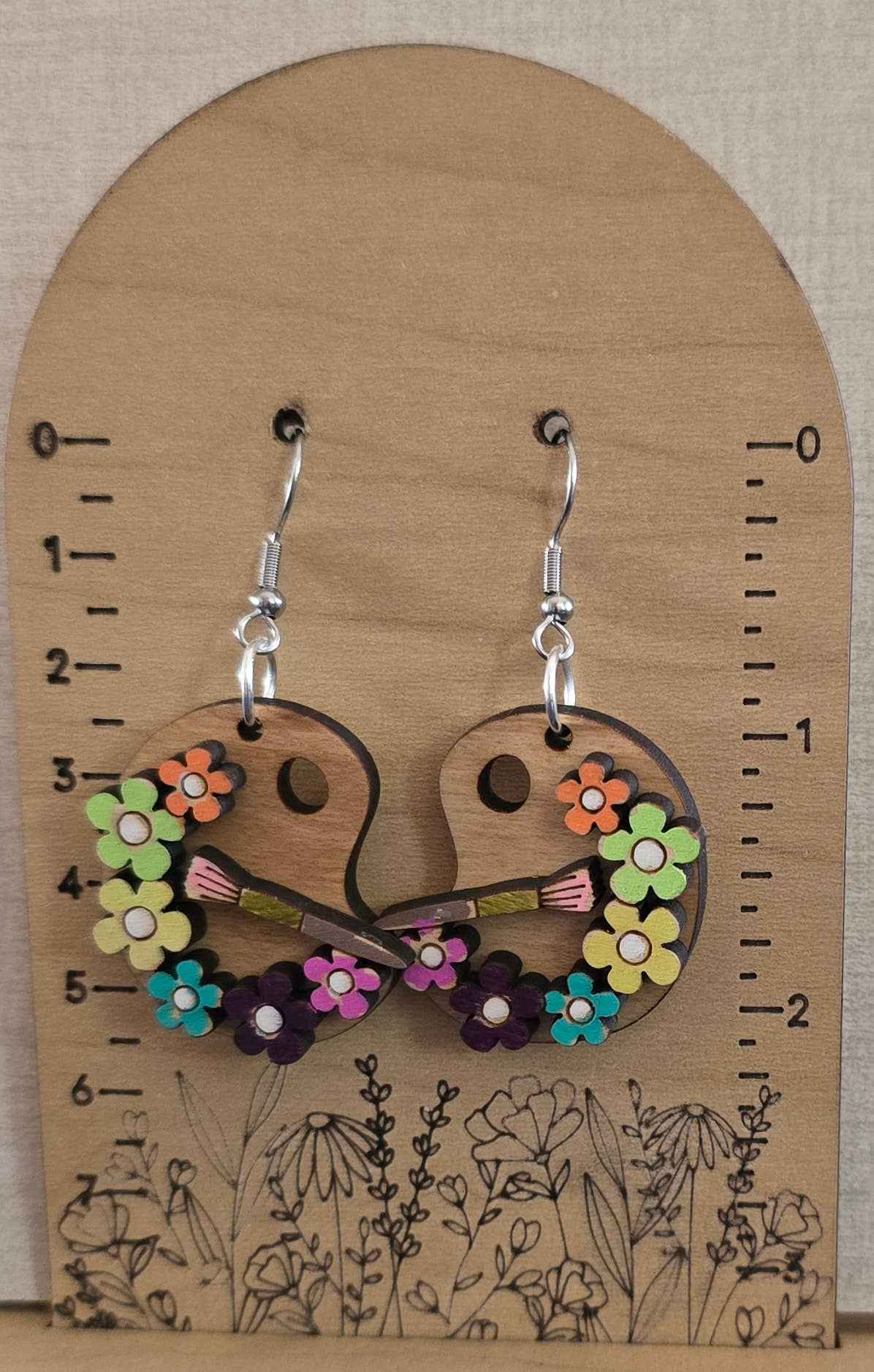 Artist Earring/Paint Palette/ Hypoallergenic/ Maple