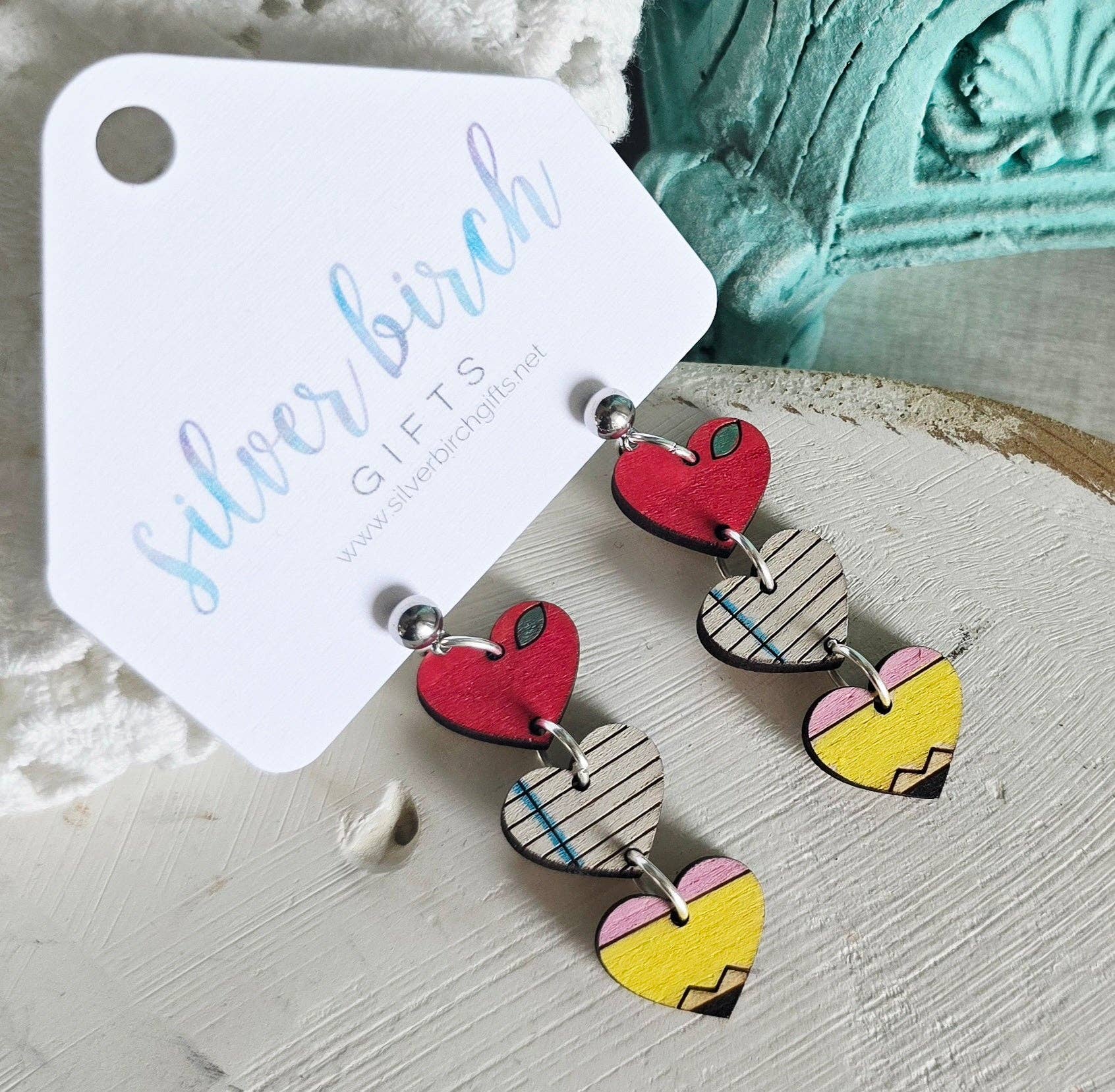 School Days dangle heart earrings
