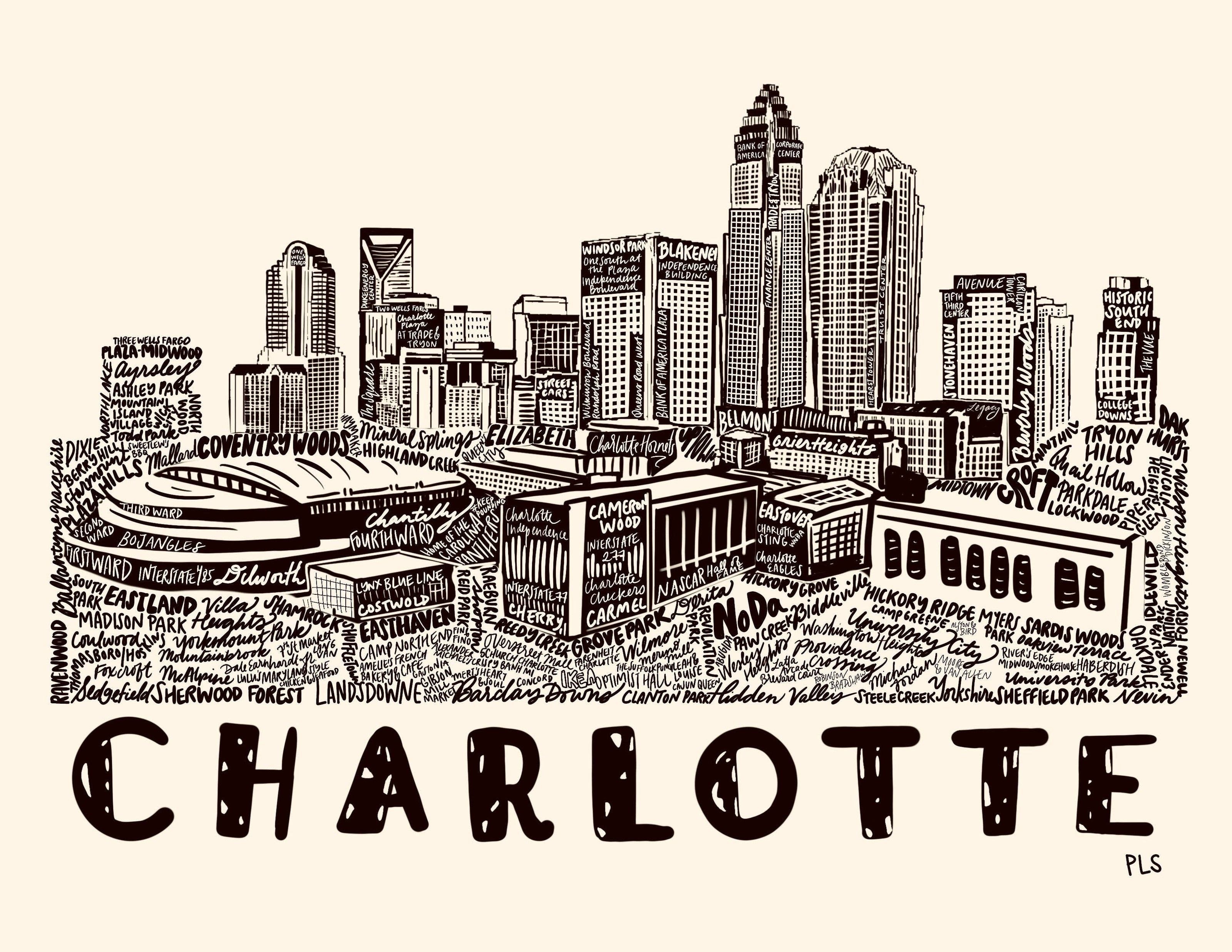 Charlotte Art Print, Charlotte NC Decor, North Carolina Art