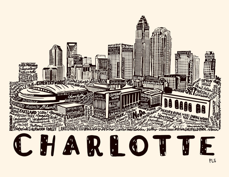 Charlotte Art Print, Charlotte NC Decor, North Carolina Art