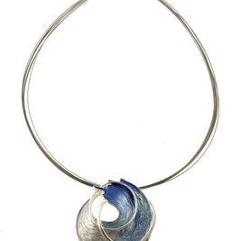 Origin Jewelry - Ocean Wave Pendant, Blue/Aqua Tones w/Magnetic Clasp, 18