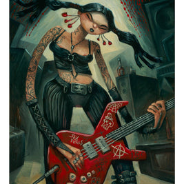 Punk rock Girl, guitar player, art print, woman power