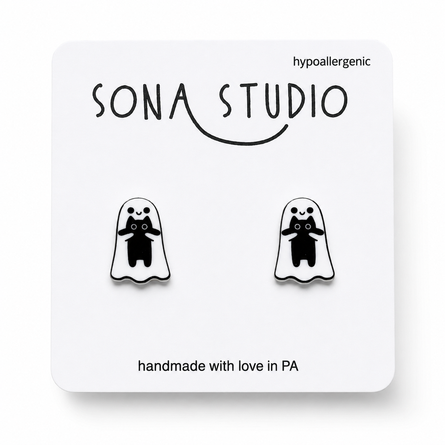 Ghost and Kitty Earrings