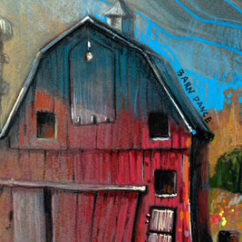 Barn Dance, art print, robot, barn, farm, rural