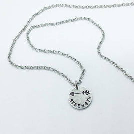 Strength arrow stamped charm necklace