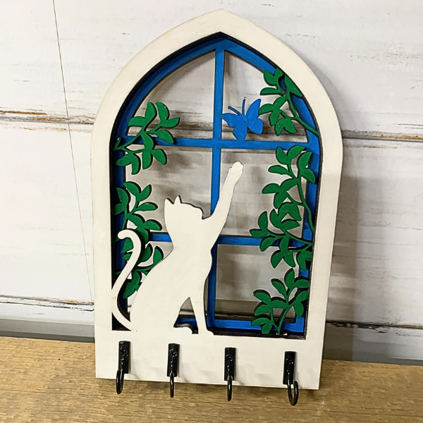 Arch Key Hanger - Cat with Butterfly