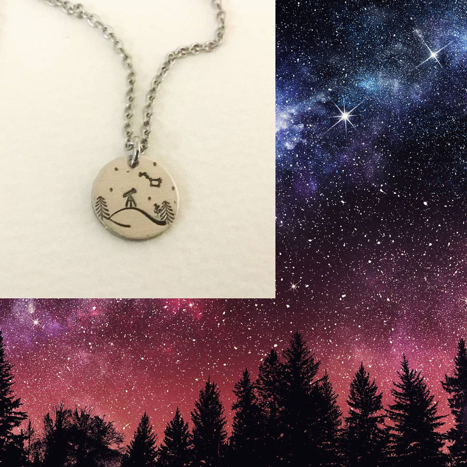 Stargazer telescope charm necklace