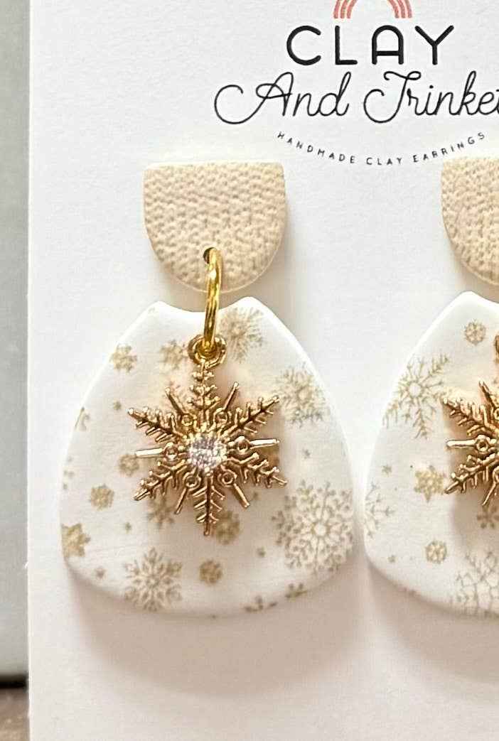 Snowflake Neutral Dangle Earrings