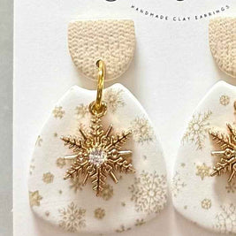 Snowflake Neutral Dangle Earrings