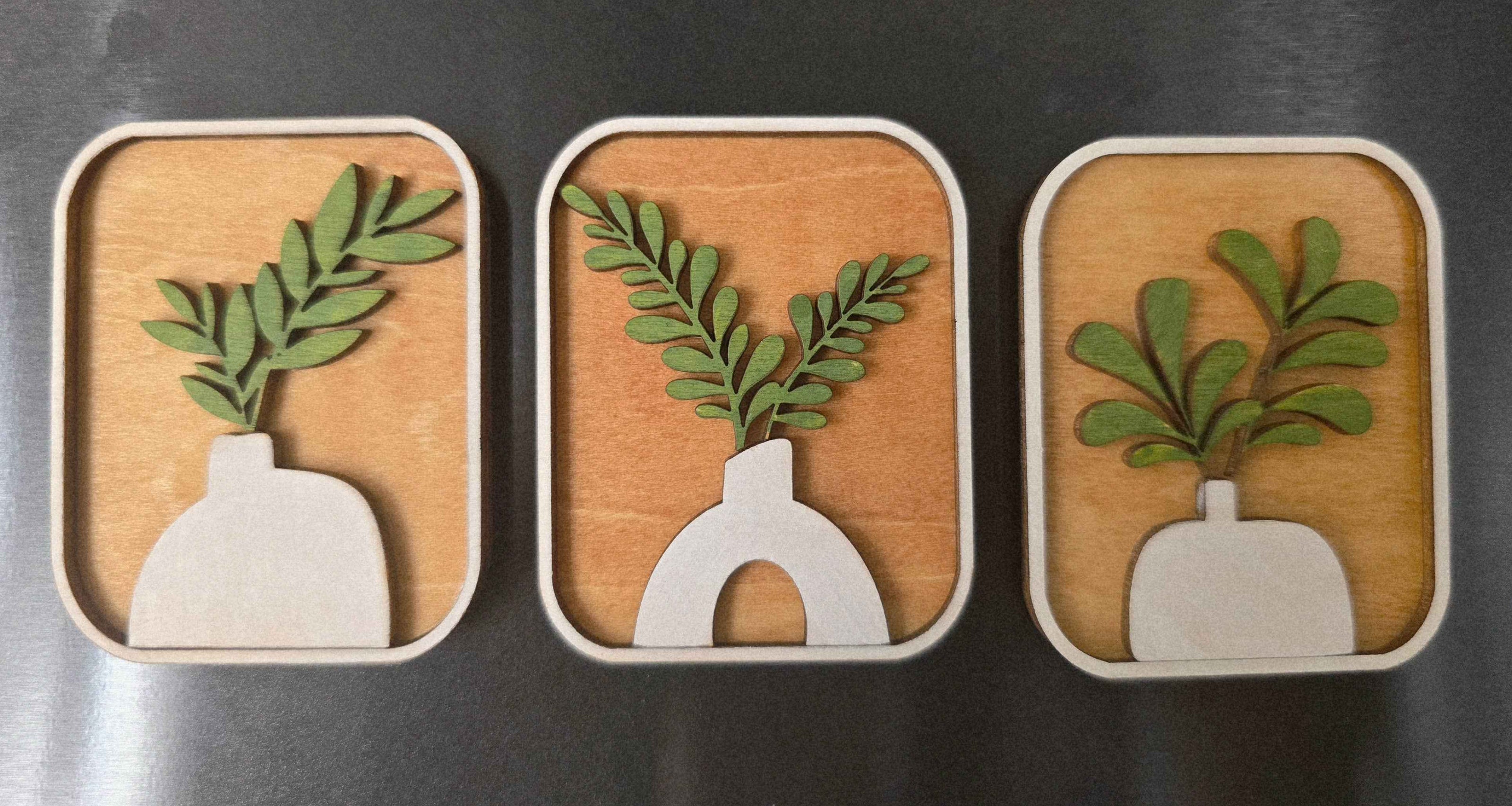 Botanical Magnet Set/ Plant Magnets/ Kitchen Magnets