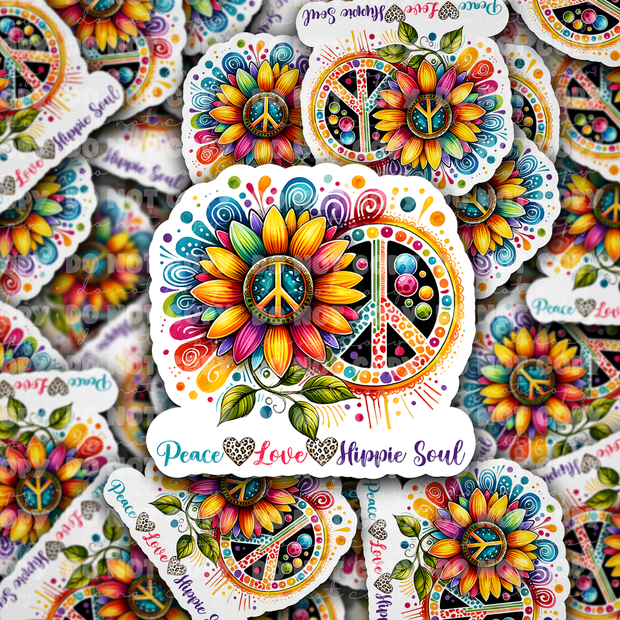 Peace love hippie soul Die cut sticker