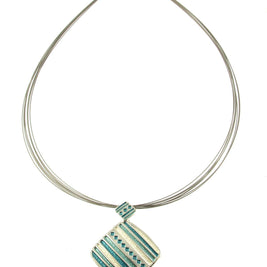 Origin Jewelry - Teal and Silver Southwest style multi strand pendant: Grey Gold