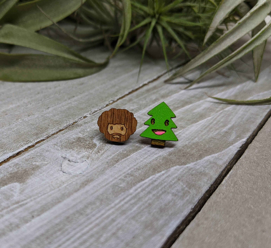 Painter & Happy Little Tree Stud Earrings – Artist Gift