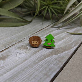 Painter & Happy Little Tree Stud Earrings – Artist Gift