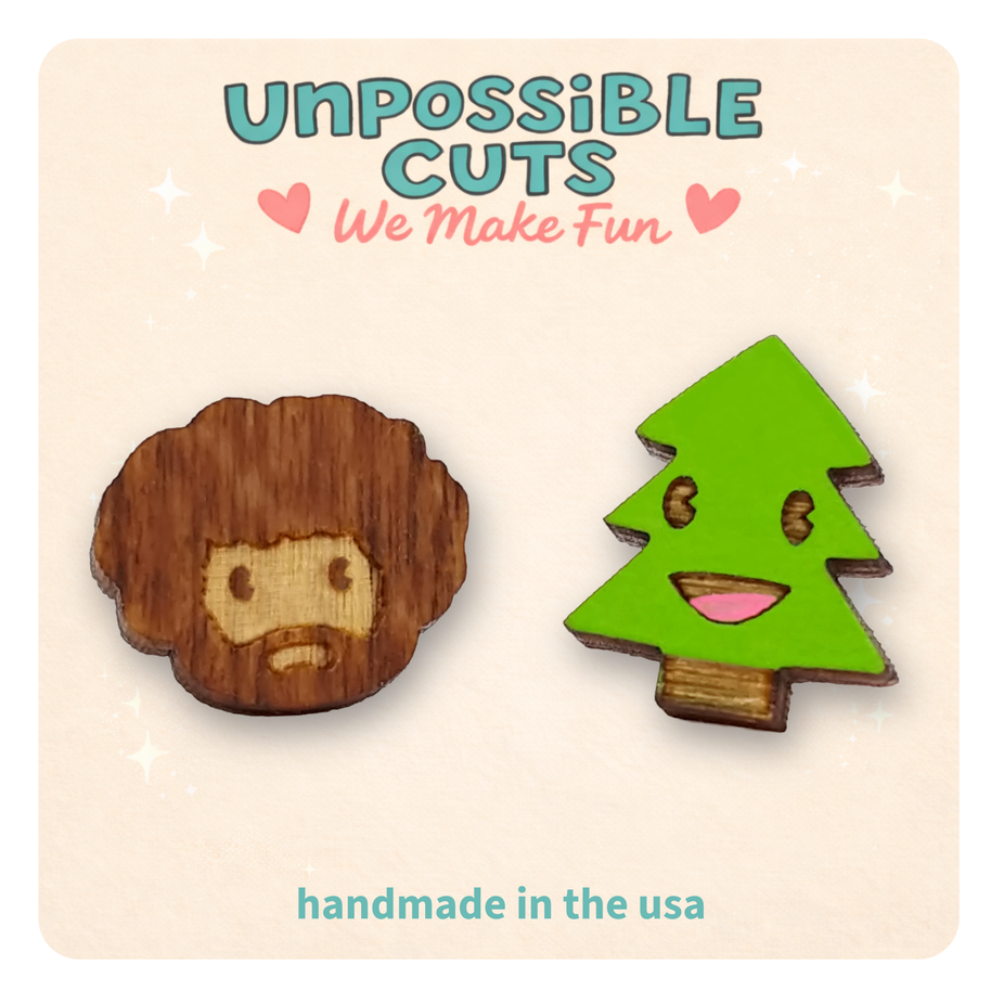 Painter & Happy Little Tree Stud Earrings – Artist Gift