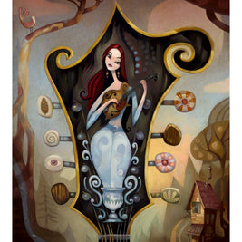 Pretty Red Lips, mandolin player, art print, music