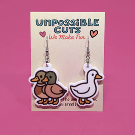 Duck Duck Goose Earrings - Handmade Statement Animal Dangle