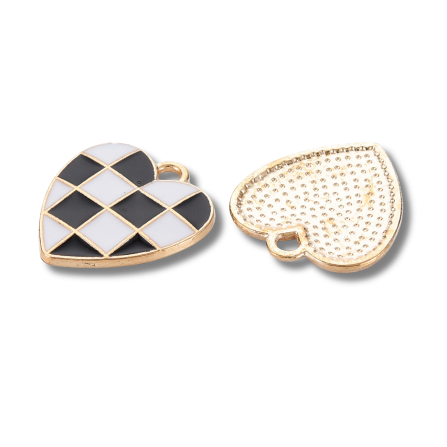 Love, Paige Designs - Heart Checkered Gold Charm