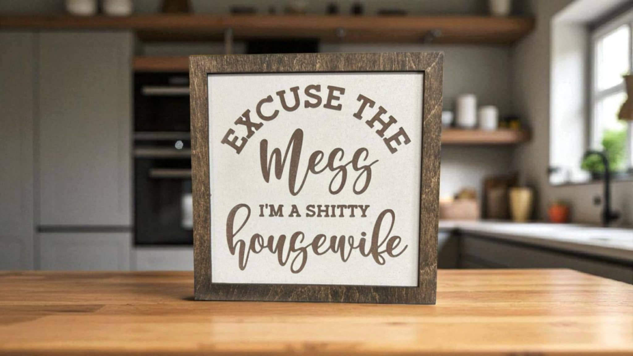 Excuse This Mess Laser Engraved Framed Sign