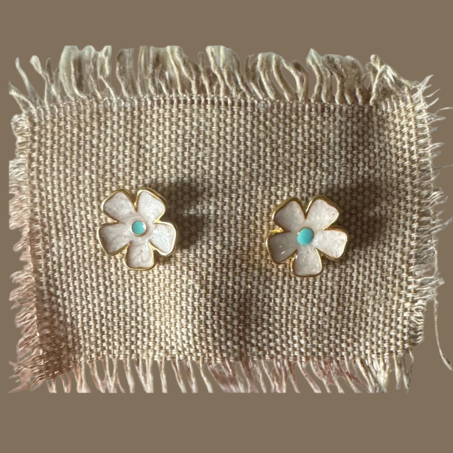 Summer enamel flower stud earrings