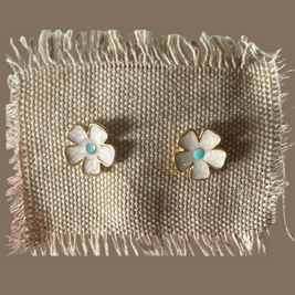 Summer enamel flower stud earrings