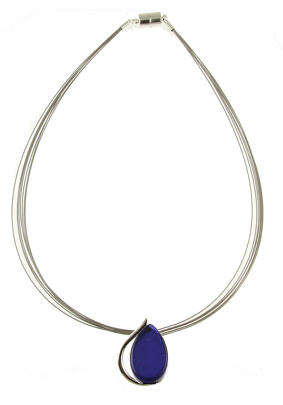 Origin Jewelry - Teardrop shape sapphire blue resin and shell earring: Light Blue