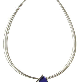 Origin Jewelry - Teardrop shape sapphire blue resin and shell earring: Light Blue