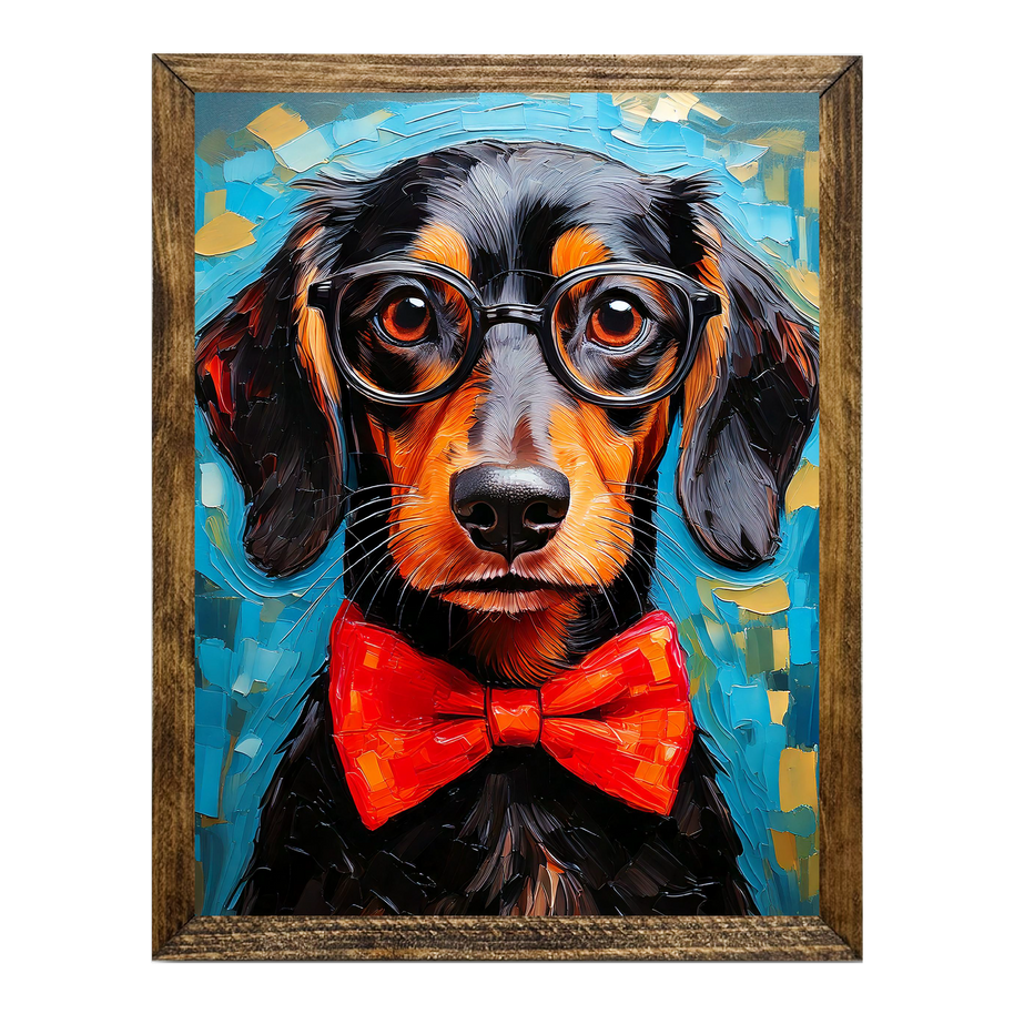 ANIMALS WITH GLASSES BLK DACH: 9"x11"