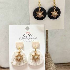 Snowflake Neutral Dangle Earrings
