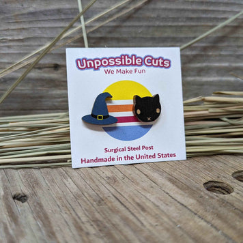 Witch Hat and Cat Earrings