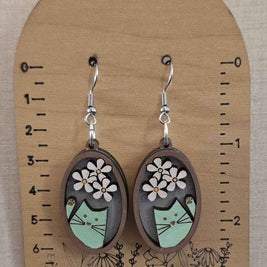 Cute Cat Earrings/ Maple Wood Earrings/Hypoallergenic