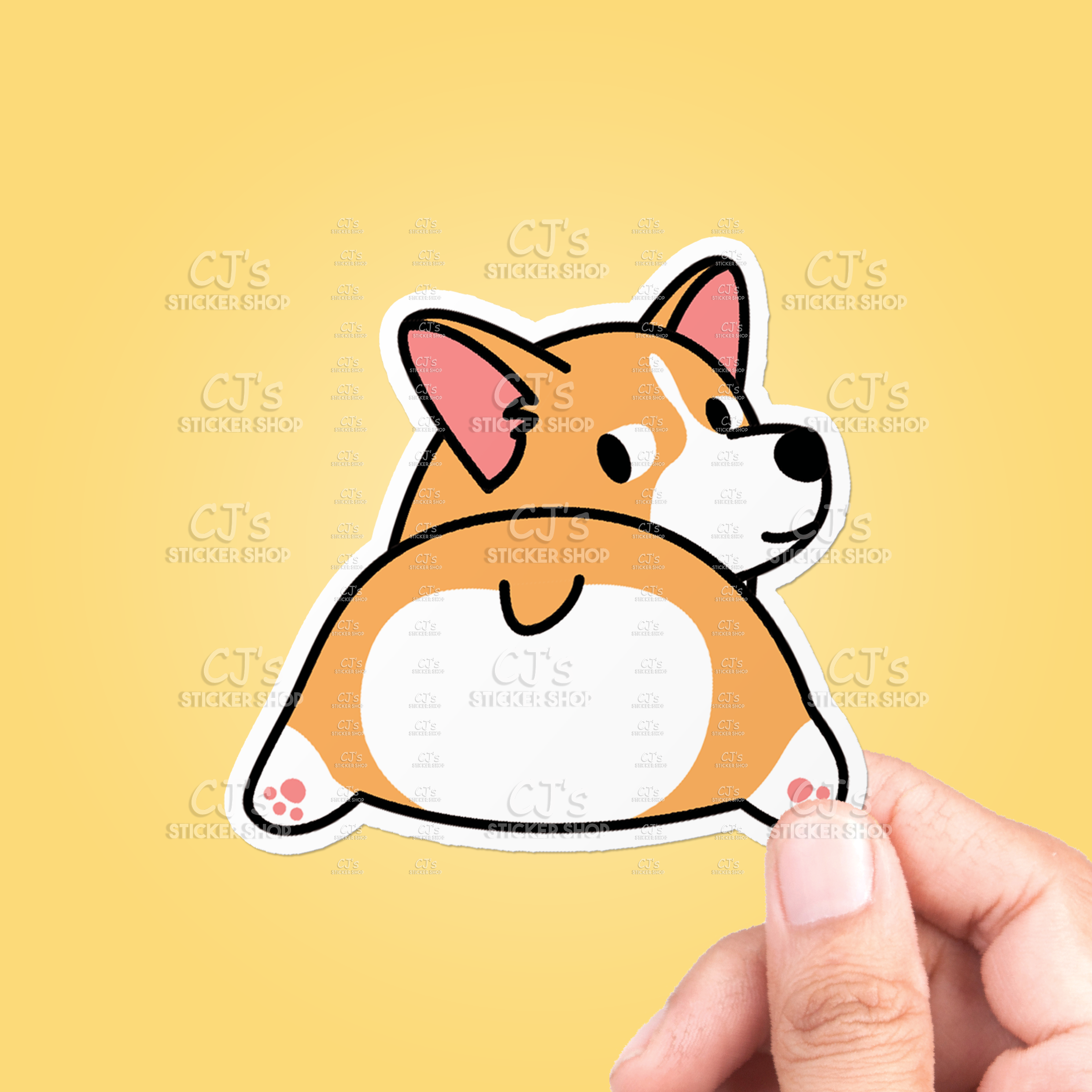 Cute Corgi Looking Back Sticker Vinyl Decal: 3
