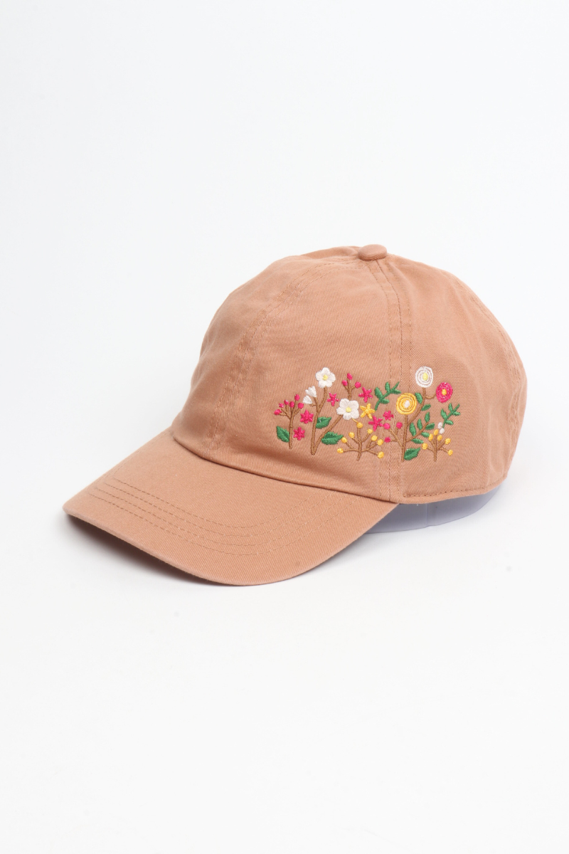 Flowers Side Embroidery Cotton Baseball Cap