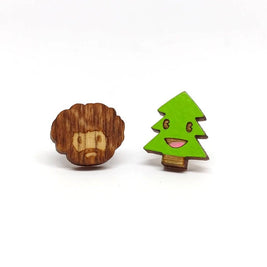 Painter & Happy Little Tree Stud Earrings – Artist Gift