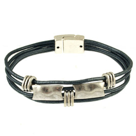 Origin Jewelry - Antique silver and gold tone Bar Brac. with magnetic clasp: Silver Navy