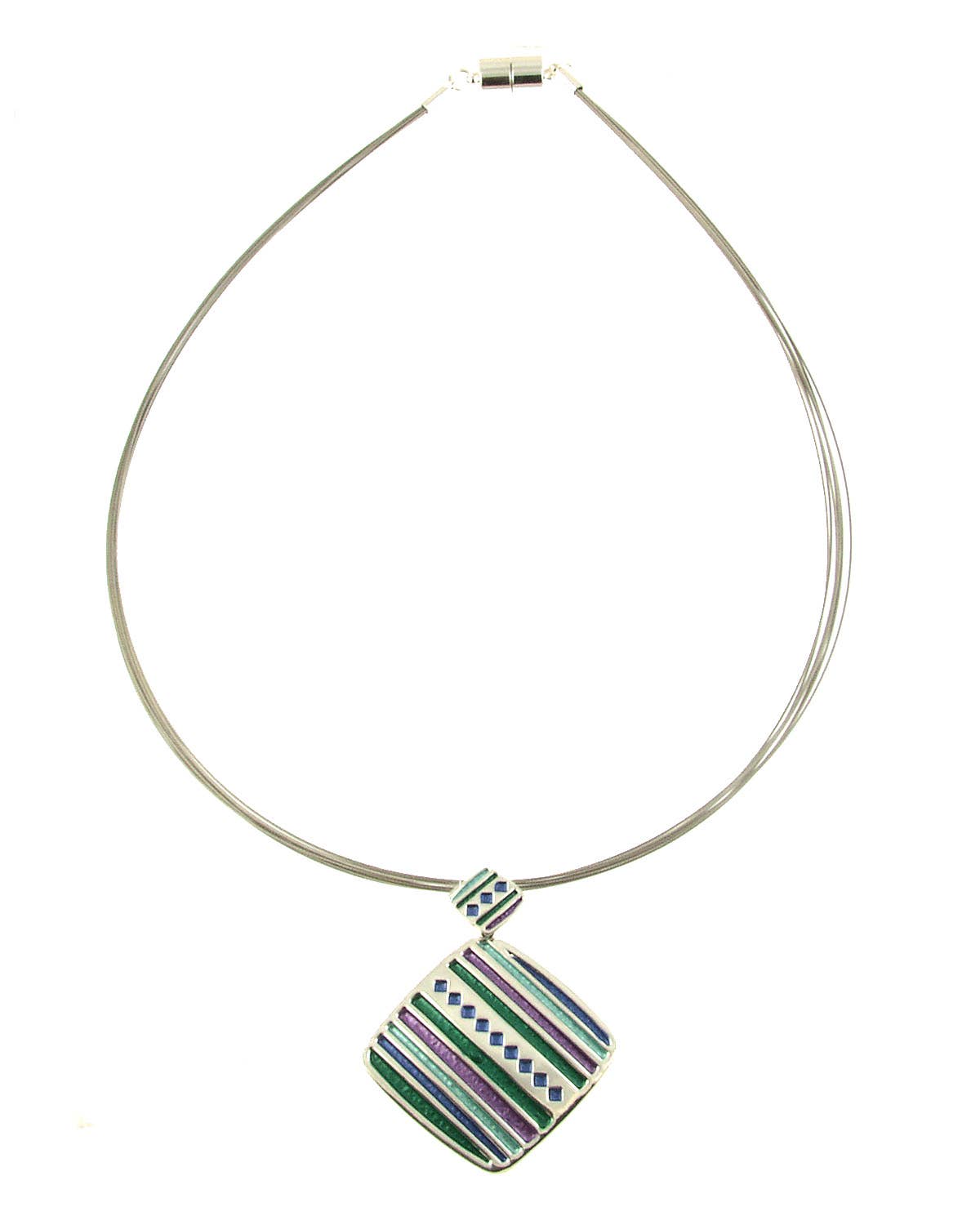 Origin Jewelry - Teal and Silver Southwest style multi strand pendant: Grey Gold