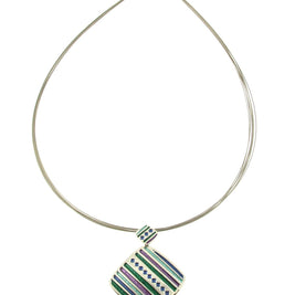 Origin Jewelry - Teal and Silver Southwest style multi strand pendant: Grey Gold