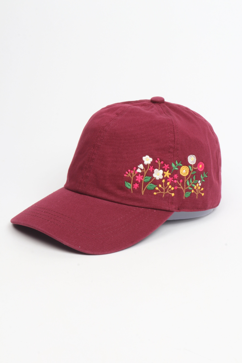Flowers Side Embroidery Cotton Baseball Cap