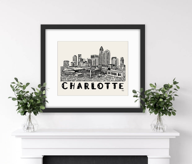 Charlotte Art Print, Charlotte NC Decor, North Carolina Art