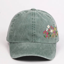 Flowers Side Embroidery Cotton Baseball Cap