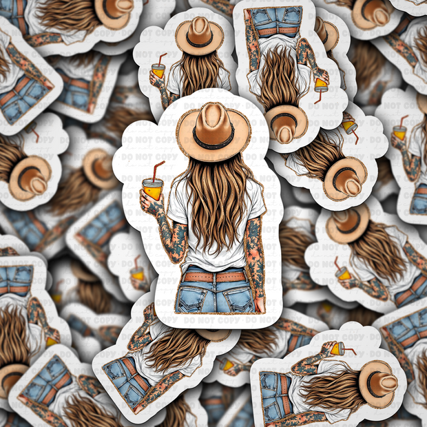 DC 1878 - Girl with drink Die Cut Sticker