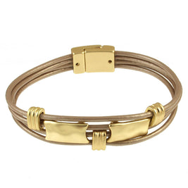 Origin Jewelry - Antique silver and gold tone Bar Brac. with magnetic clasp: Silver Navy