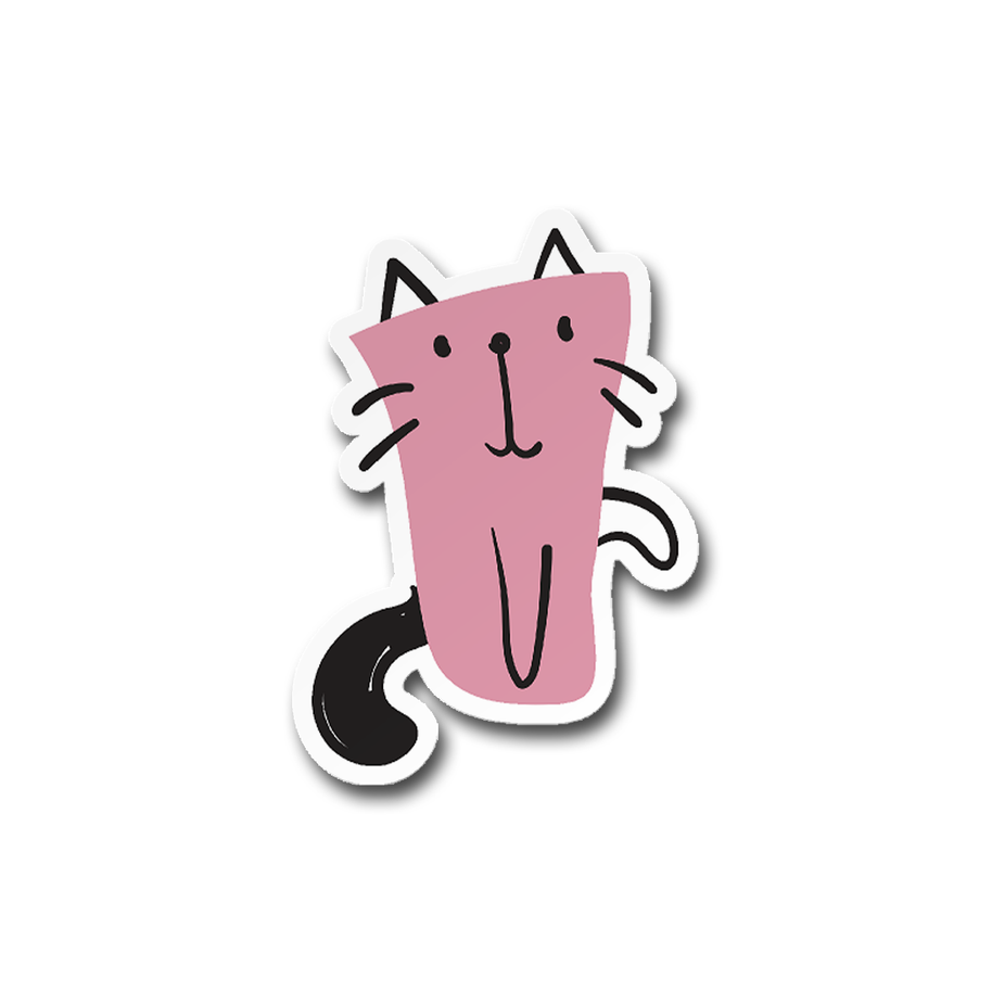 Cat Doodle #3 Cute Sticker Vinyl Decal: 3"