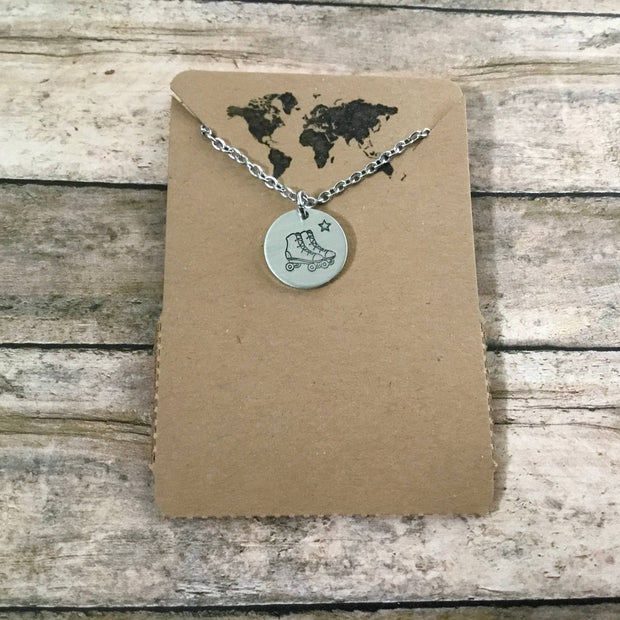 Retro roller skates charm necklace