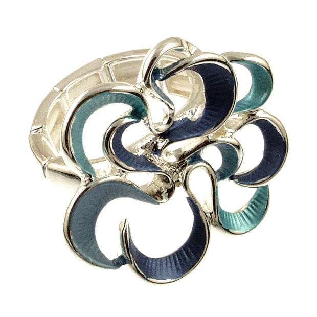 Origin Jewelry - Twirling Bloom Stretch Ring in Golds, Blues, or Multi-Color: Blue