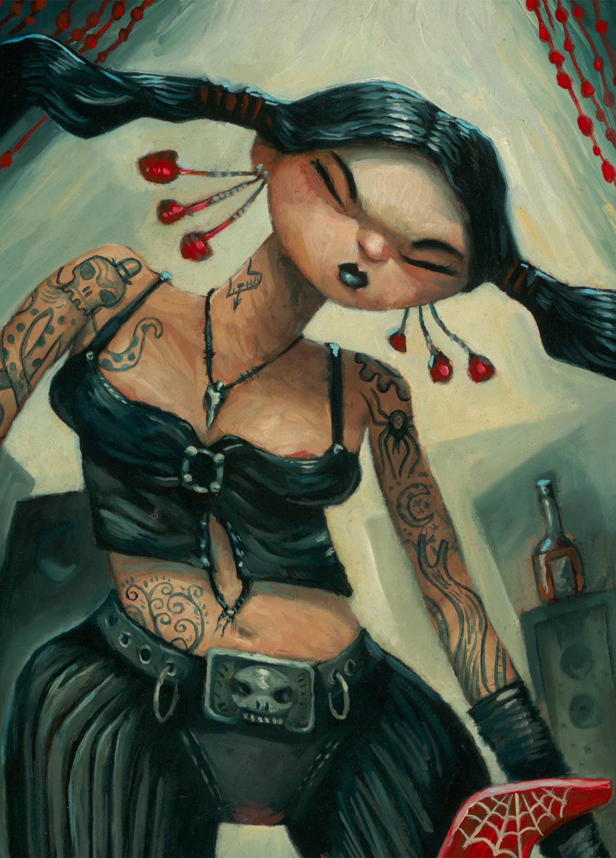 Punk rock Girl, guitar player, art print, woman power